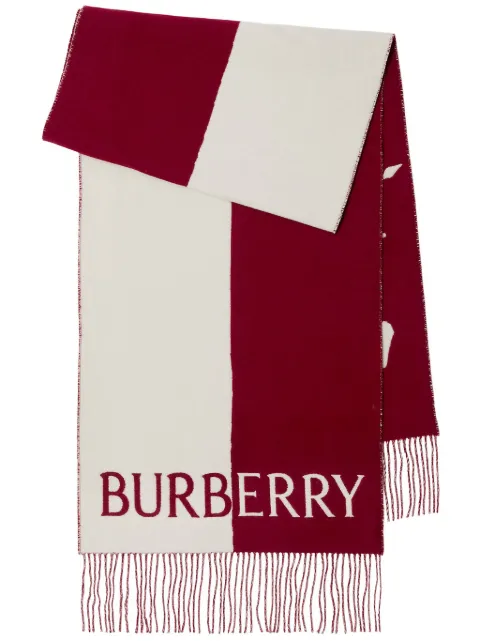 Burberry EDK knight-motif fringed-edge scarf