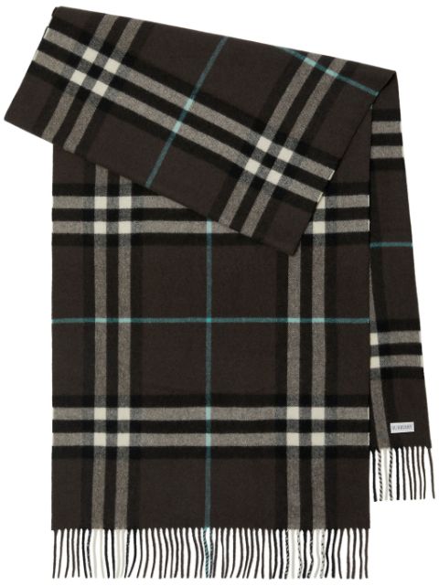 Burberry checked fringed-edge cashmere scarf Men