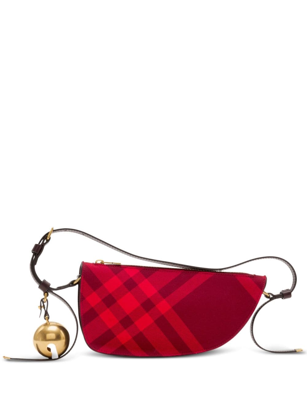 Shop Burberry Mini Shield Check-pattern Shoulder Bag In Red
