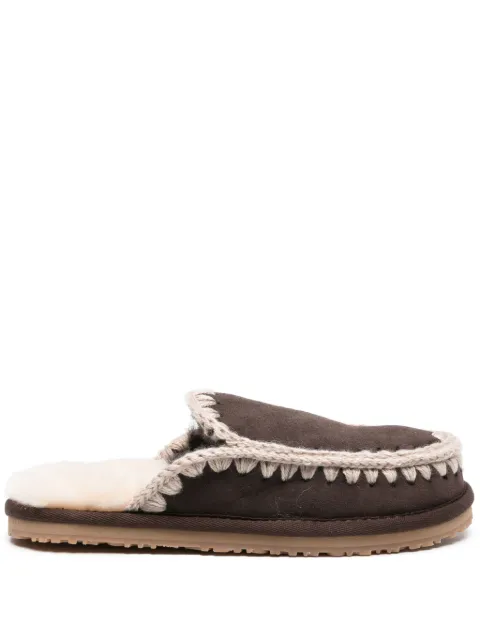 Mou whipstitch-detail shearling slippers