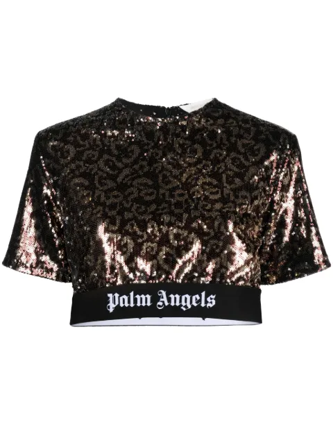 Palm Angels توب قصير مزين بترتر