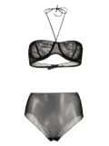 Oséree crystal-embellished mesh bra set - Black