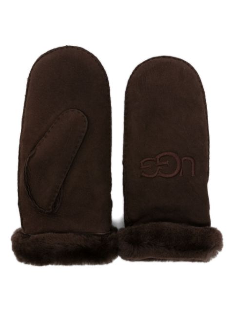 UGG logo-embroidered shearling mittens