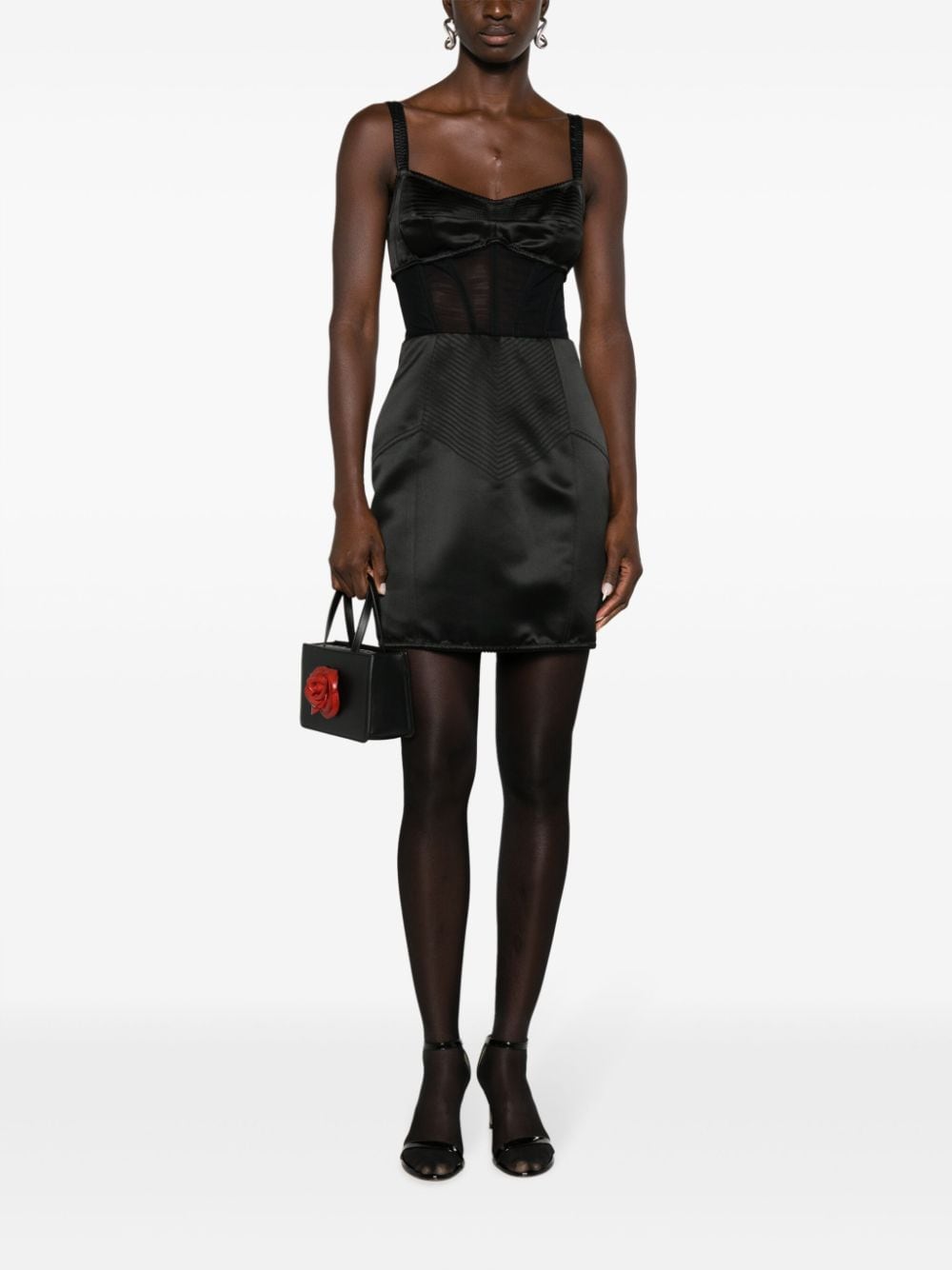Dolce & Gabbana panelled silk-satin corset dress - Zwart