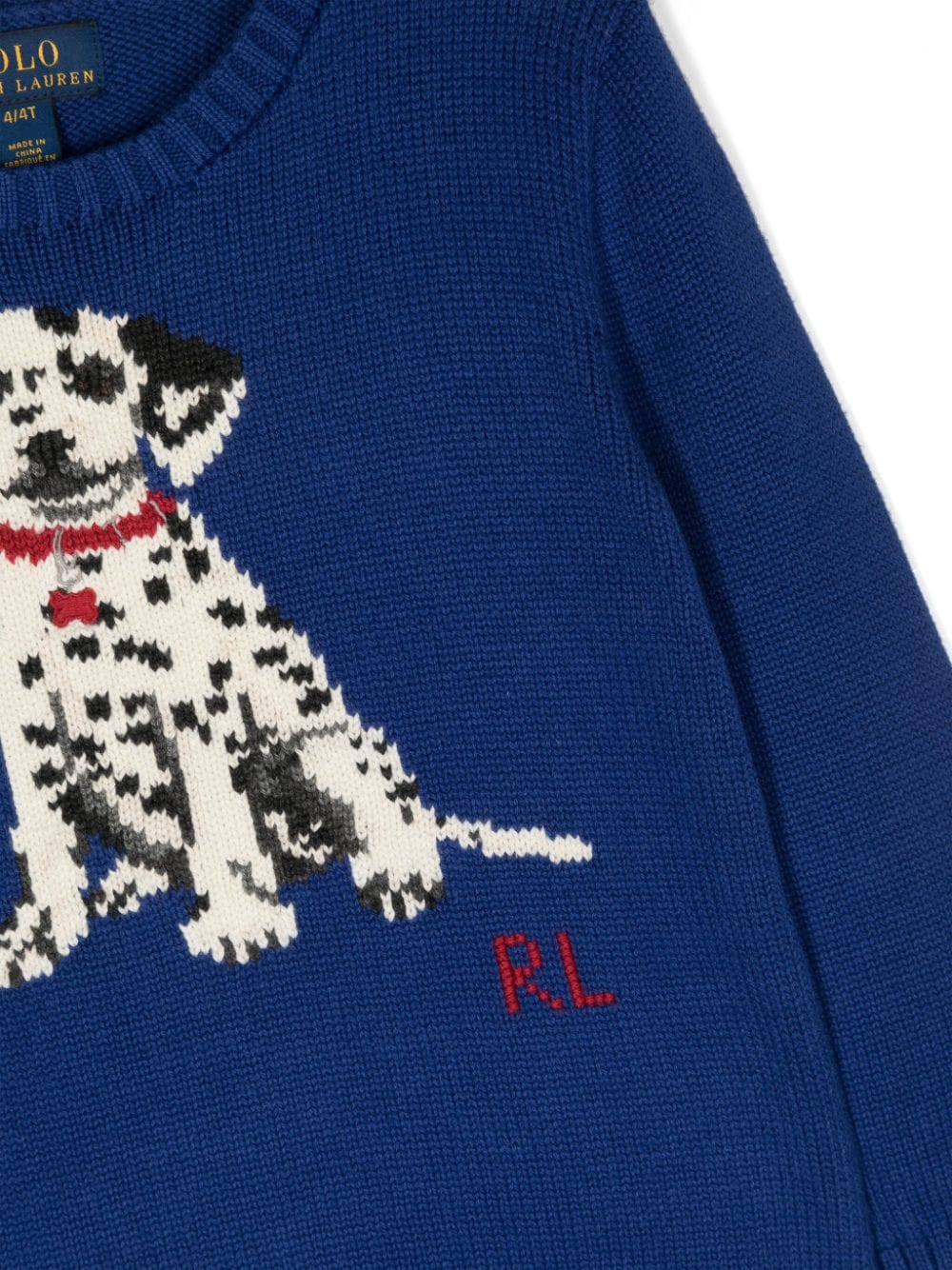 Shop Ralph Lauren Dalmatian Intarsia-knit Cotton Jumper In Blue