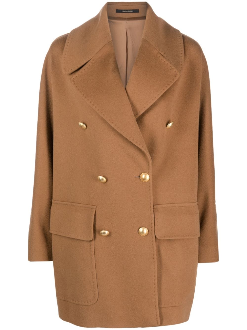 Shop Tagliatore Double-breasted Notched Coat In Brown