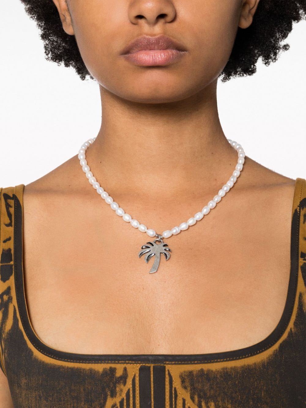 Palm Angels Palm pearl necklace - Wit