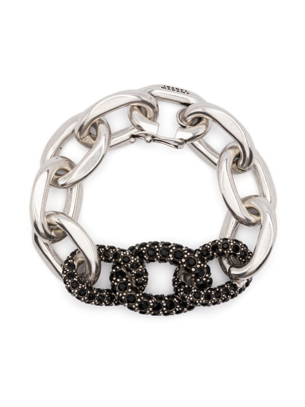Isabel Marant Glass Crystal-embellished Curb-chain Bracelet In 银色