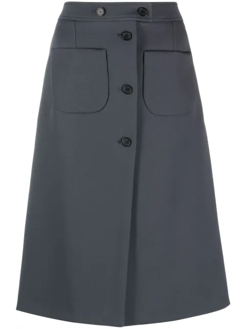 Courrèges A-line cotton midi skirt