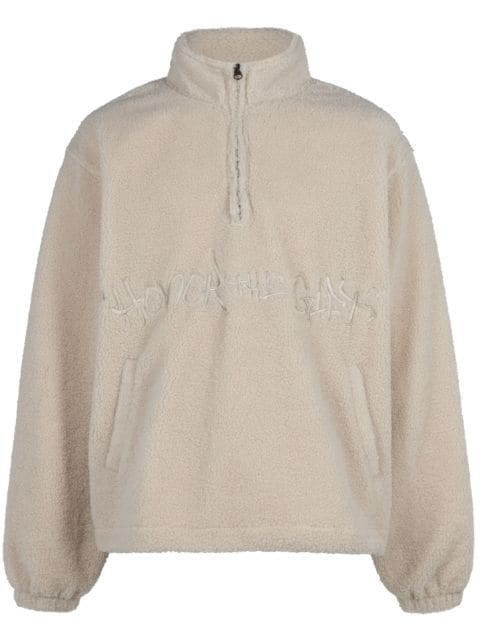 Honor The Gift script-embroidered sherpa sweatshirt