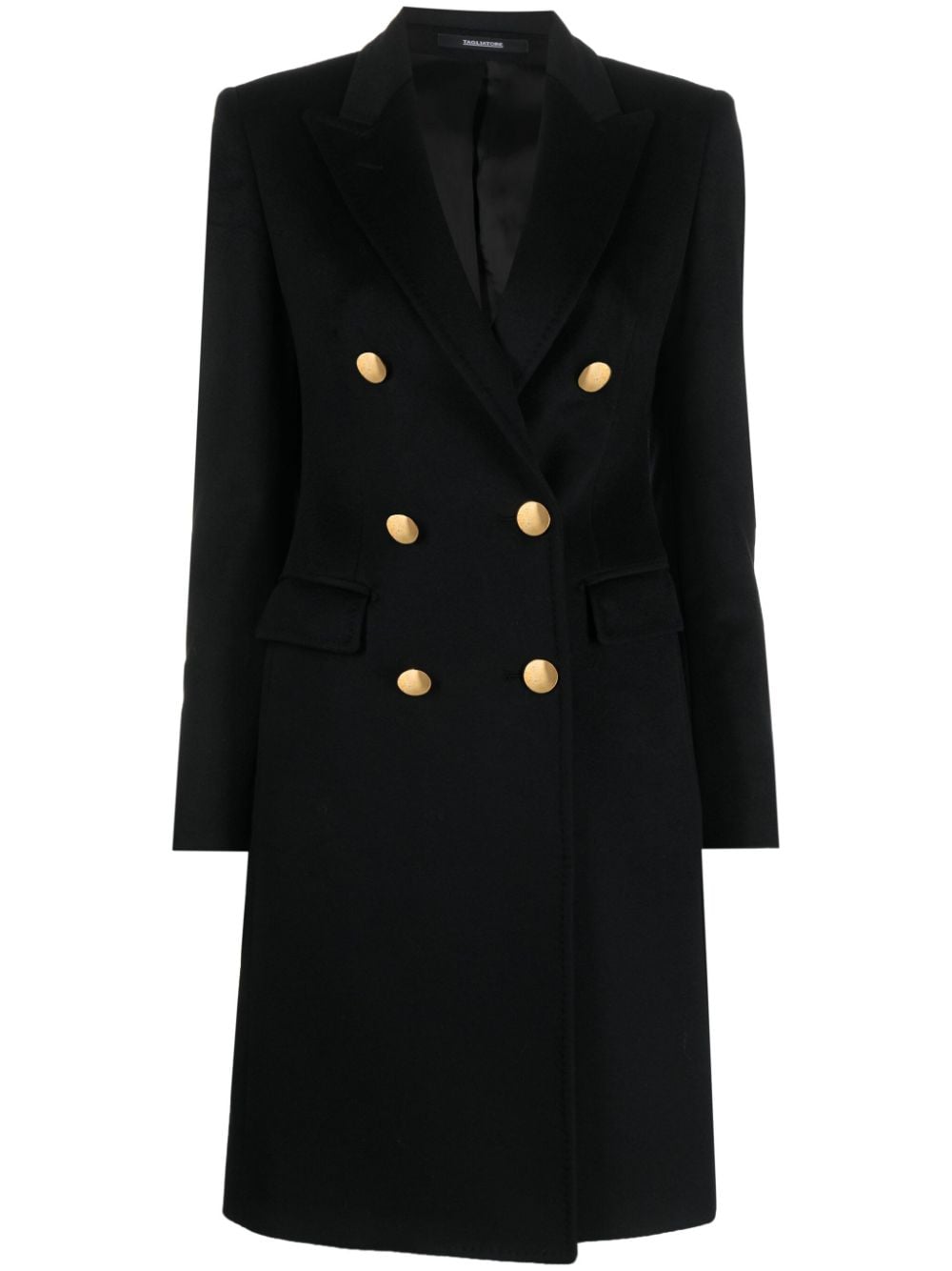 Shop Tagliatore Double-breasted Wool Coat In Black