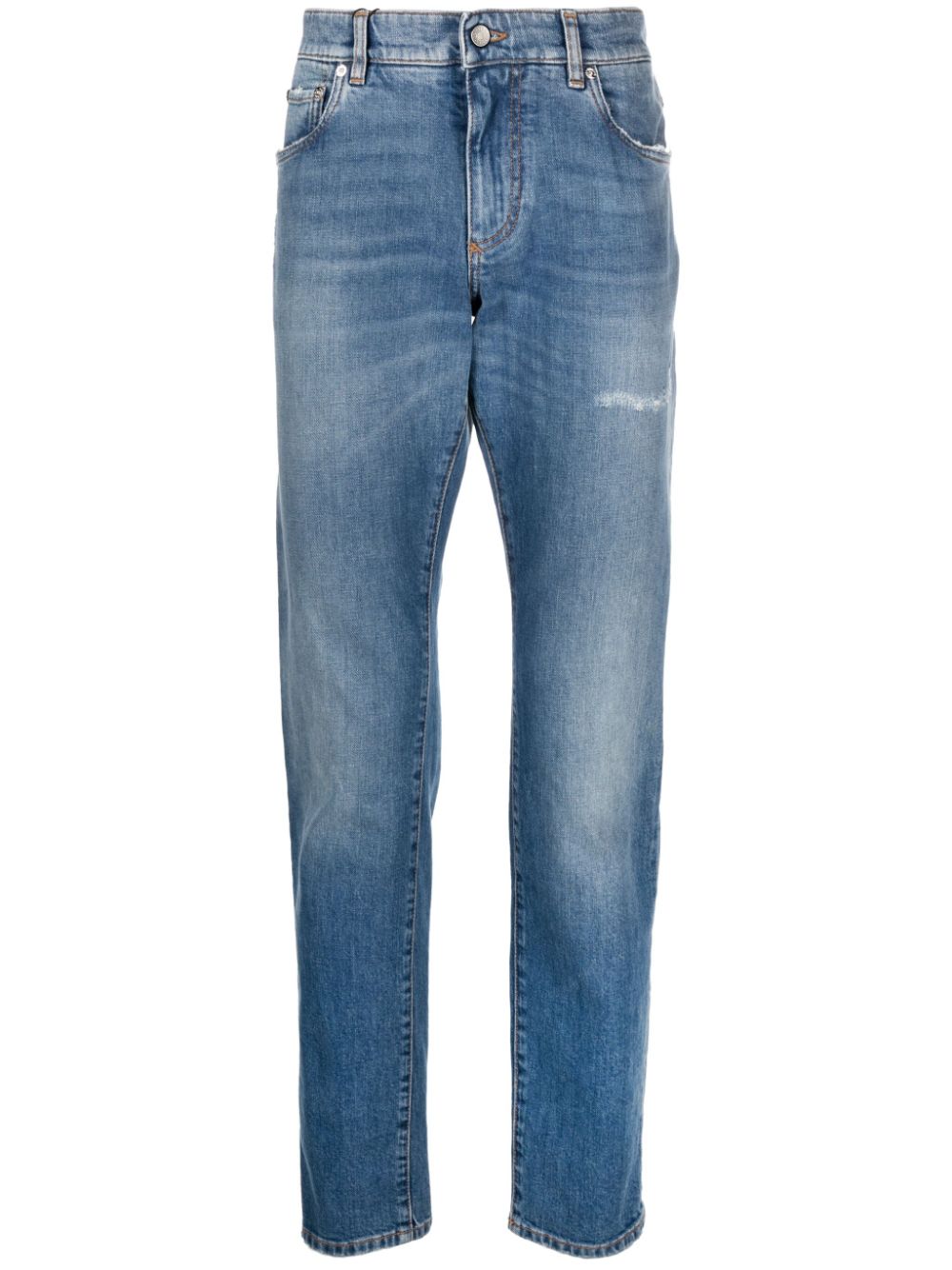 Dolce & Gabbana Stonewashed Slim-fit Jeans In Blue