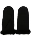 UGG logo-embroidered shearling mittens - Black