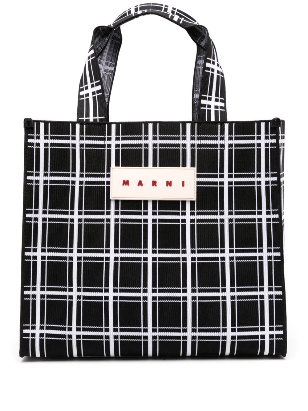 Marni Geruite shopper Zwart