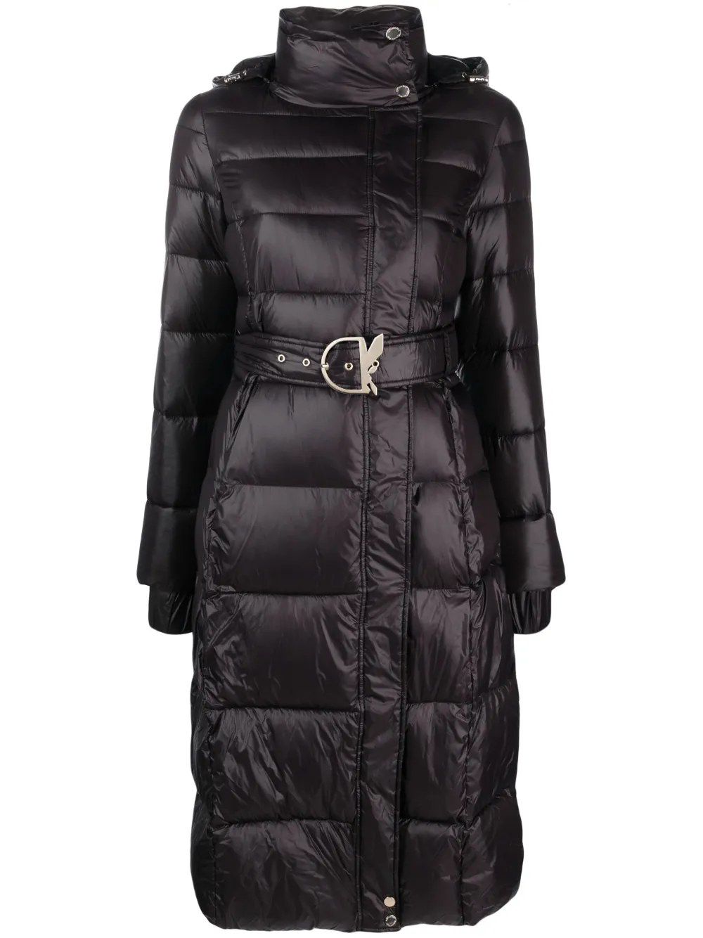 Patrizia Pepe Belted Padded Coat In Black