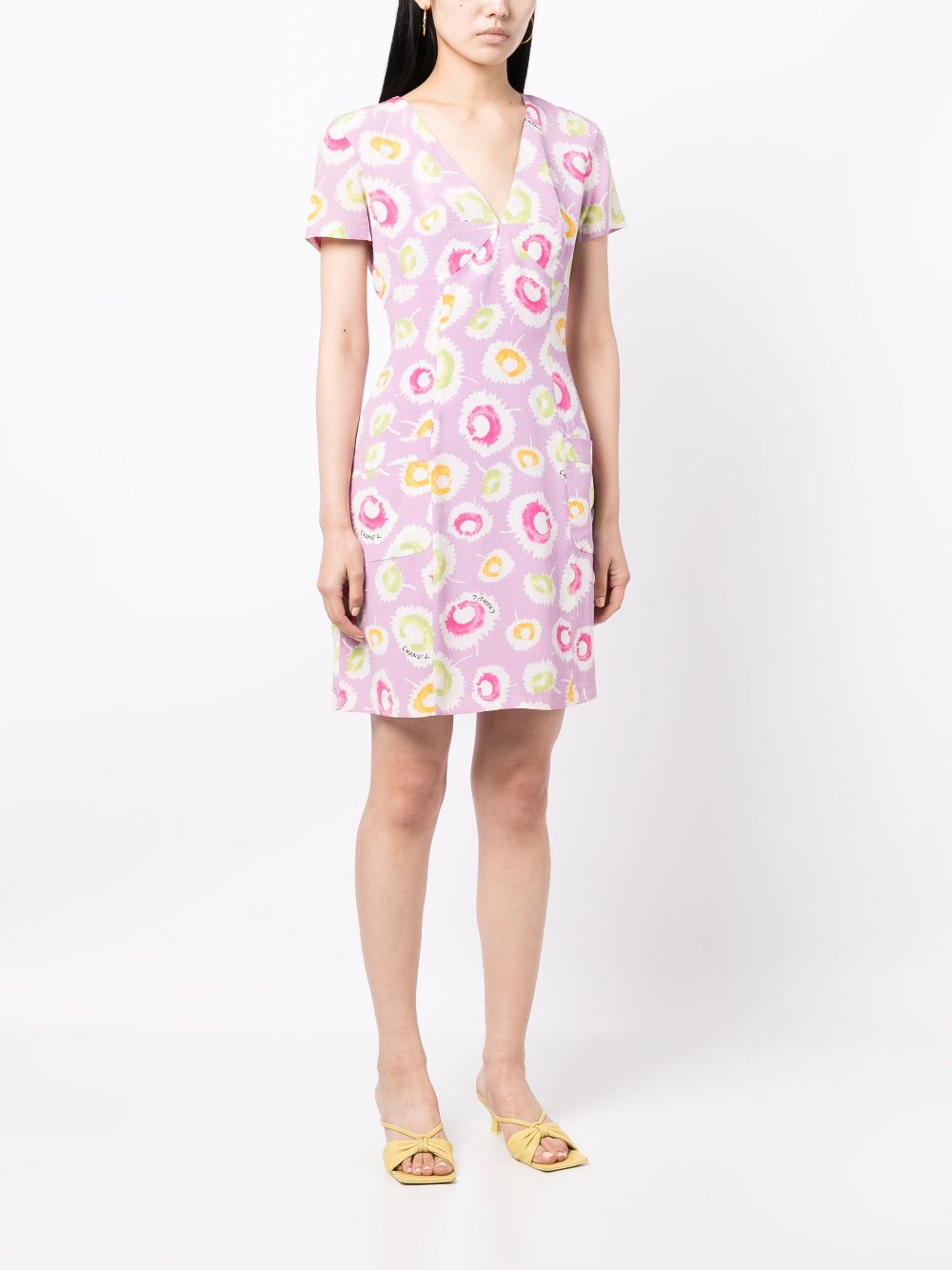 CHANEL abstract-print silk minidress Women