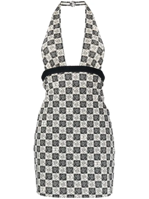 CHANEL Pre-Owned CC Camélia halterneck minidress