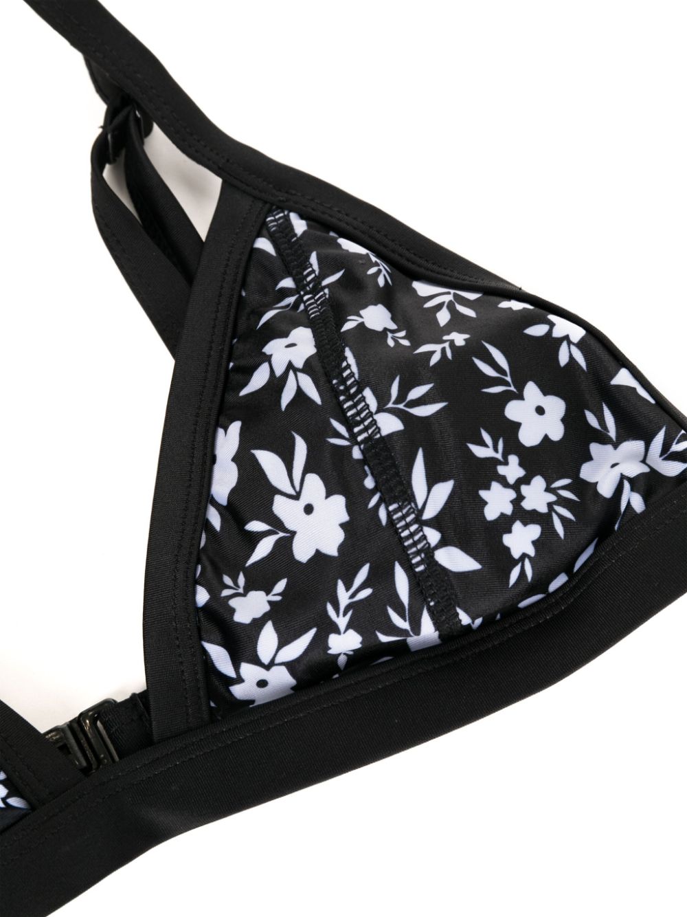 Shop Duskii Floral-print Triangle Bikini Top In Black