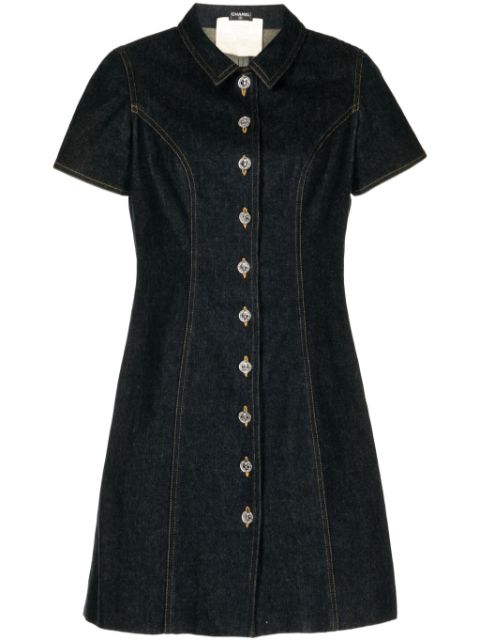 HOT SALE CHANEL 1990s button-up denim minidress Women