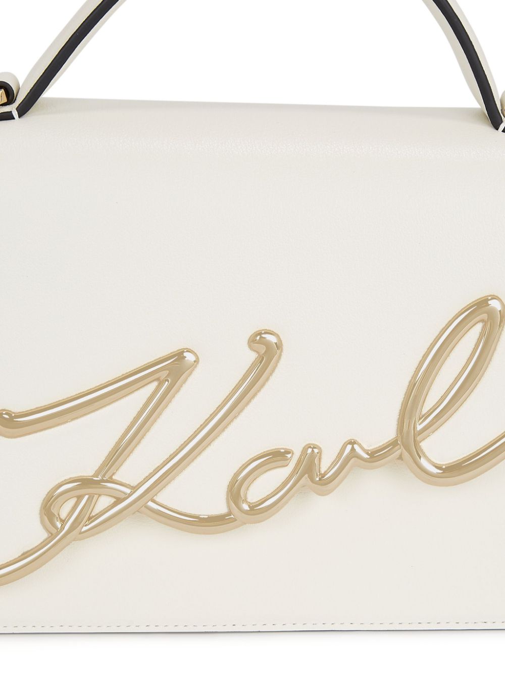 Shop Karl Lagerfeld Medium Signature Leather Crossbody Bag In White