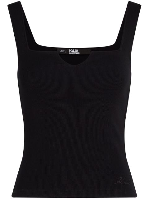 Karl Lagerfeld logo-embroidered ribbed top