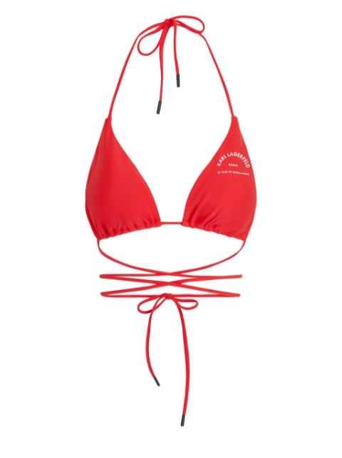 Karl Lagerfeld logo-print triangle bikini top