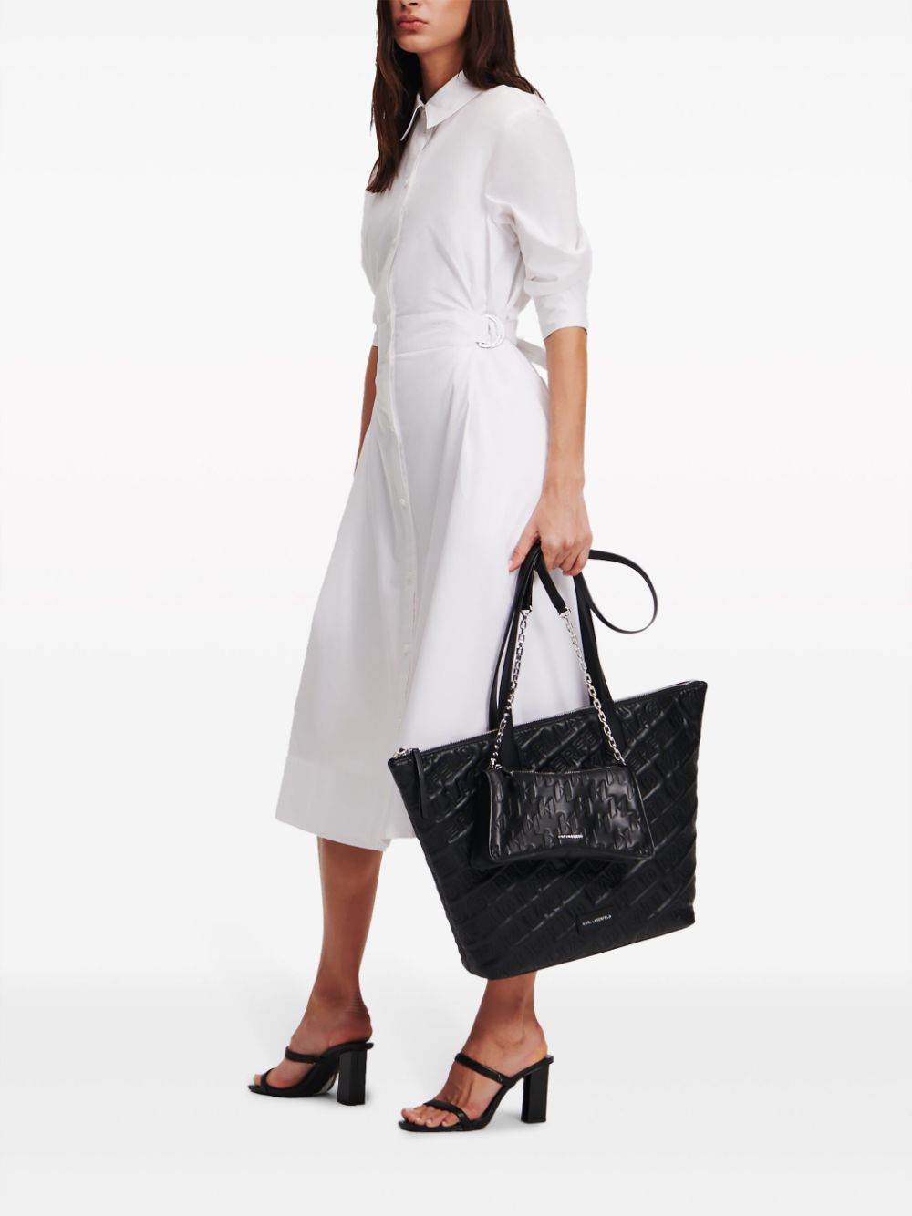 Shop Karl Lagerfeld Organic-cotton Shirt Dress In White