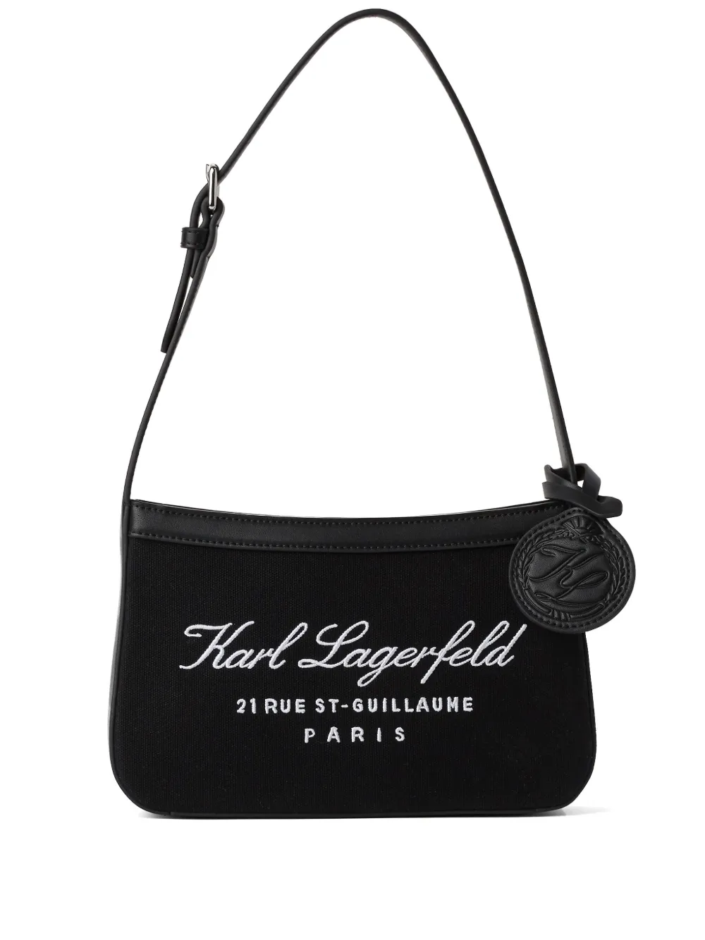 Karl Lagerfeld Hotel Karl Canvas Shoulder Bag In Black