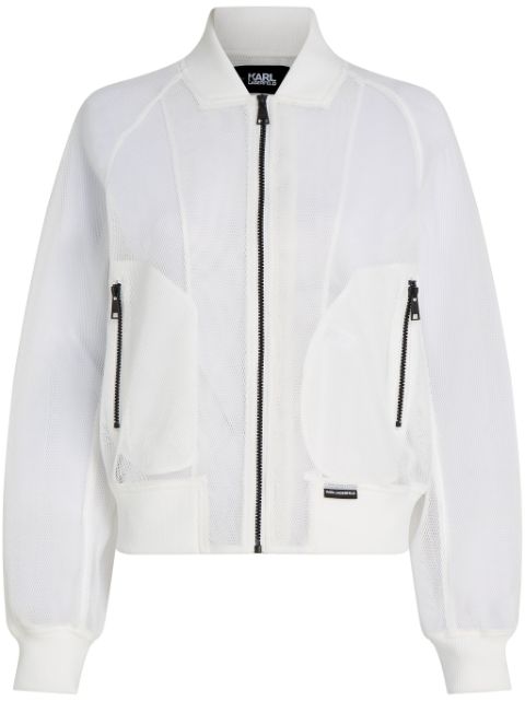 Karl Lagerfeld logo-embroidered mesh bomber jacket