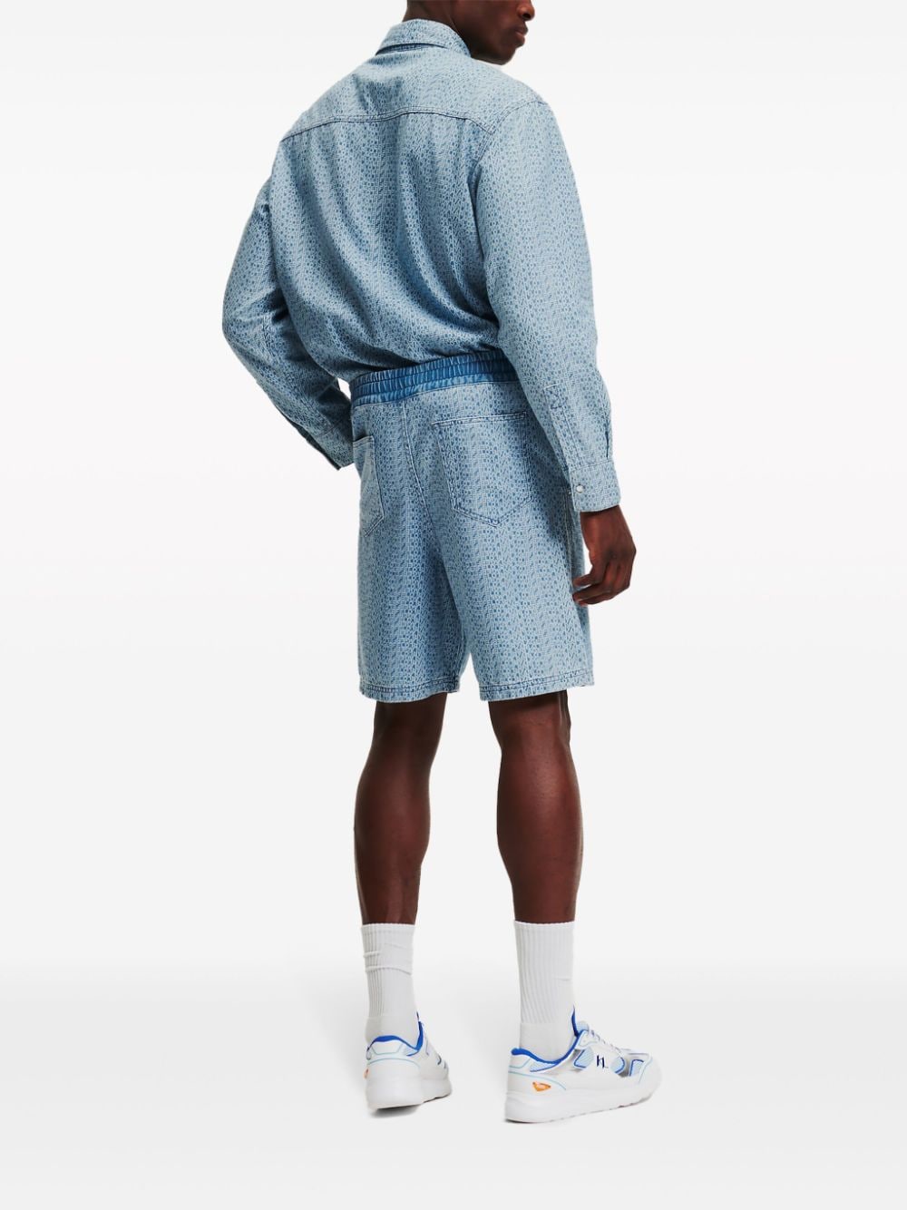 Shop Karl Lagerfeld Logo-print Denim Shorts In Blue