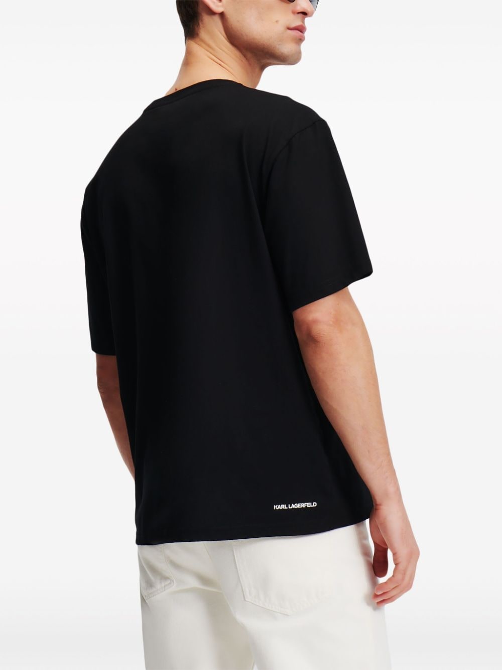Shop Karl Lagerfeld Logo-print Organic-cotton T-shirt In Black