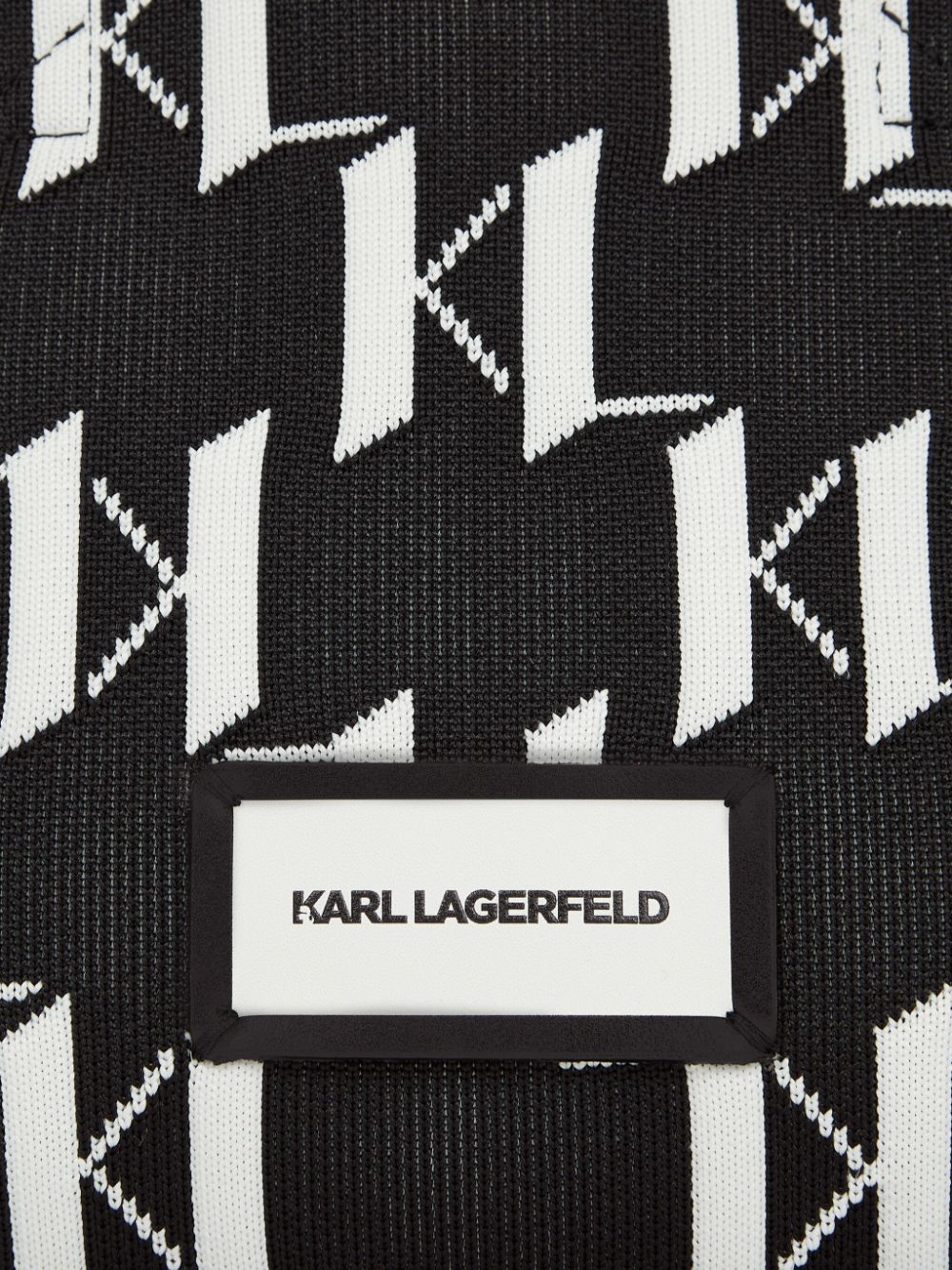 Shop Karl Lagerfeld Small K/monogram Knitted Tote Bag In Black