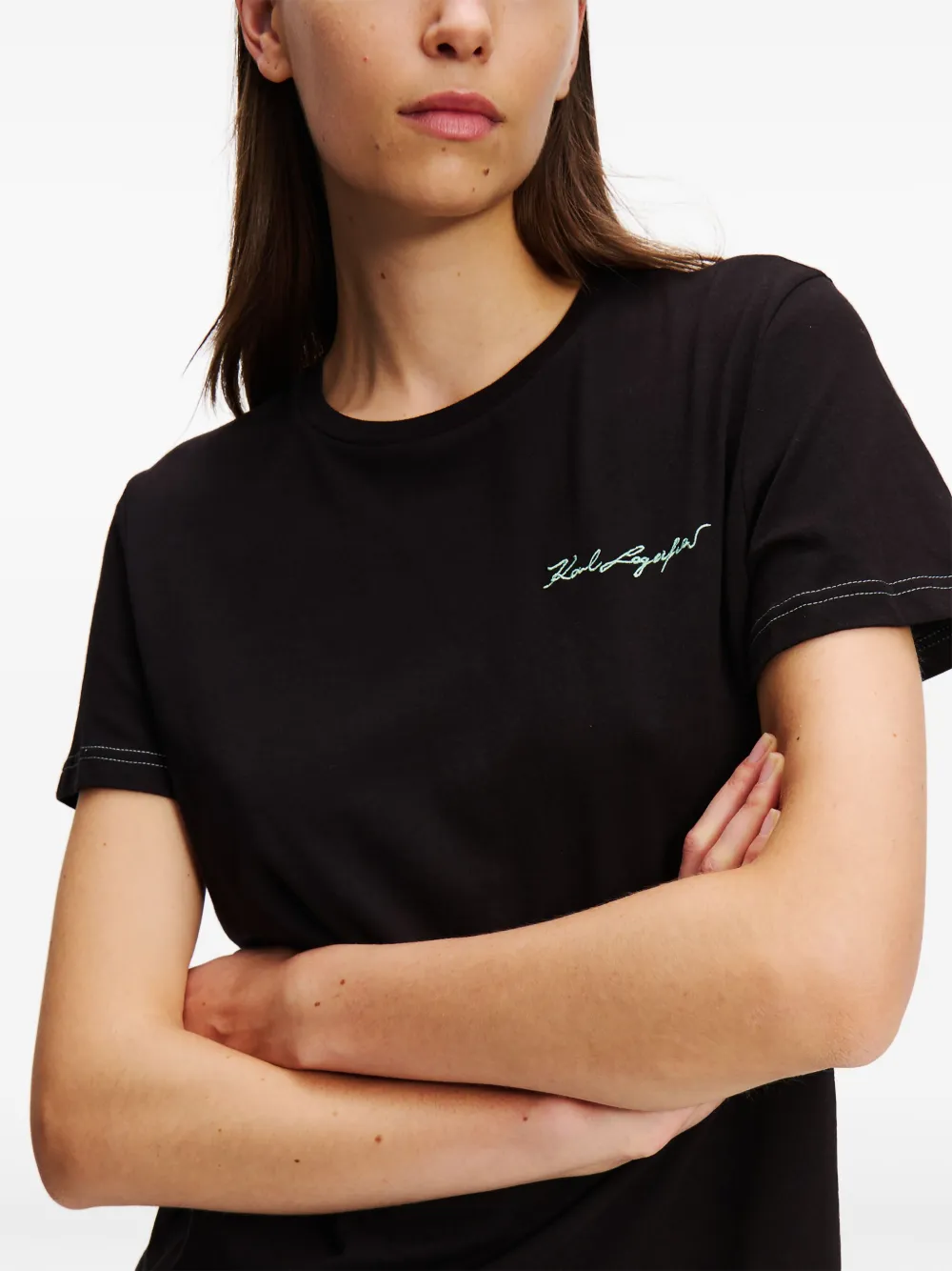 Karl Lagerfeld T-shirt met geborduurd logo Zwart