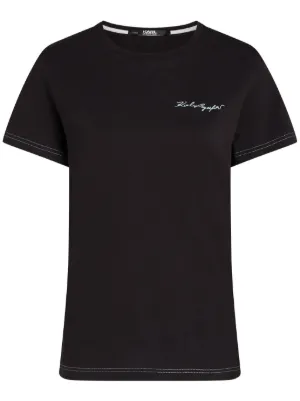 トップス　タグ付き TWINSET embroidered-logo crew-neck T-shirt | Black | FARFETCH RO