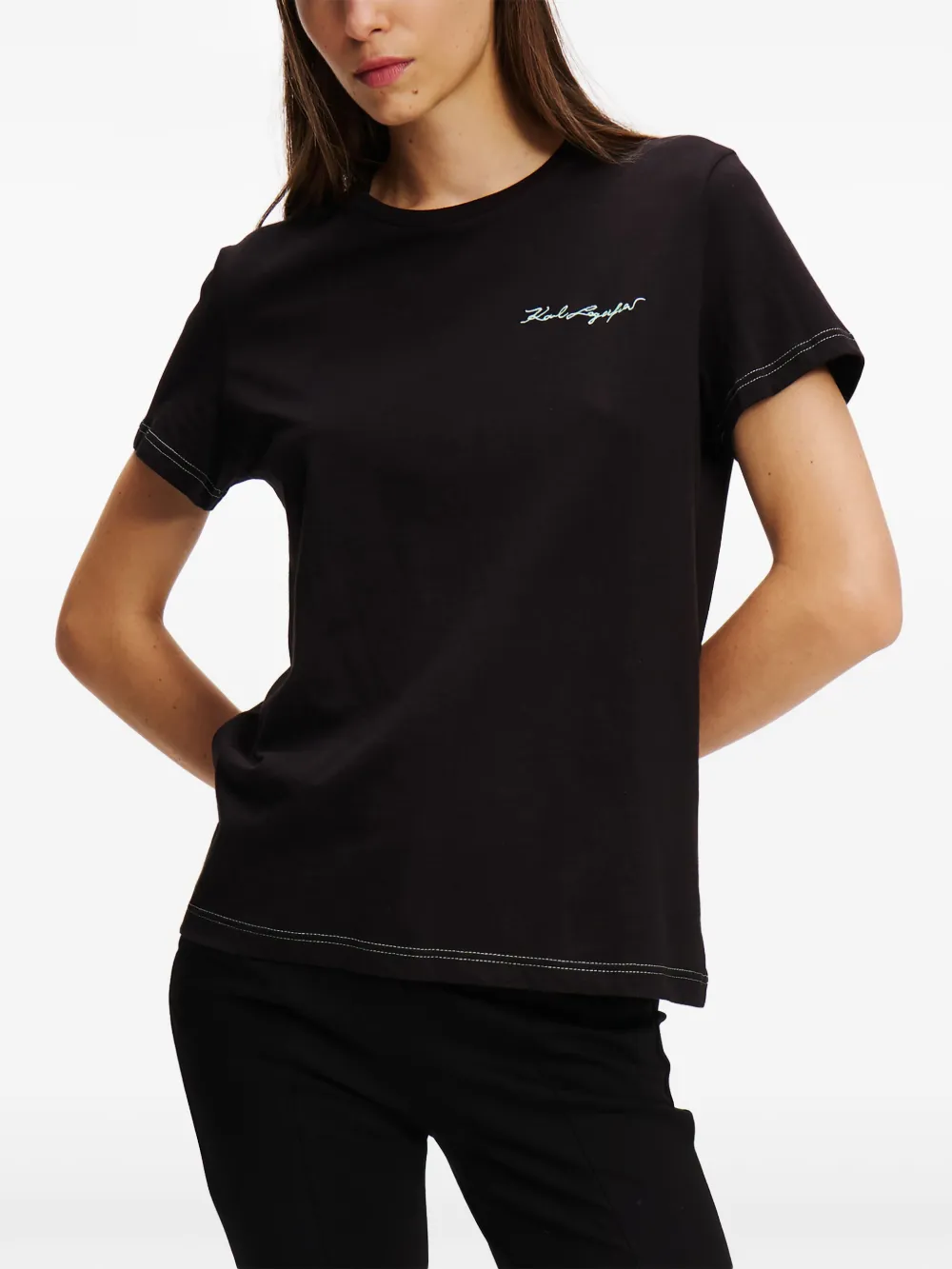 Karl Lagerfeld T-shirt met geborduurd logo Zwart