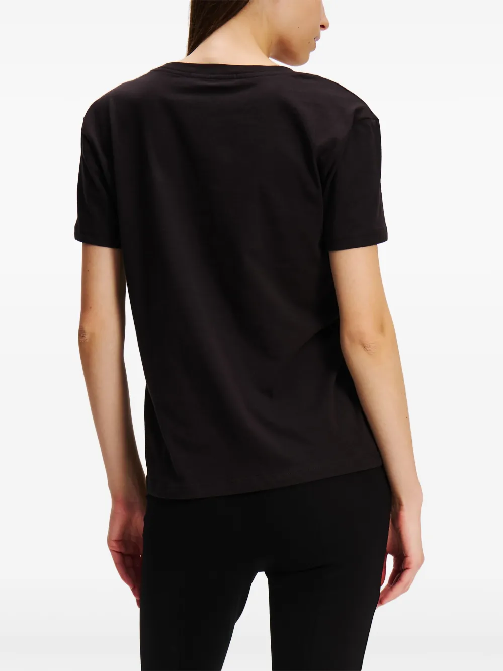 Karl Lagerfeld Signature T-shirt met V-hals Zwart