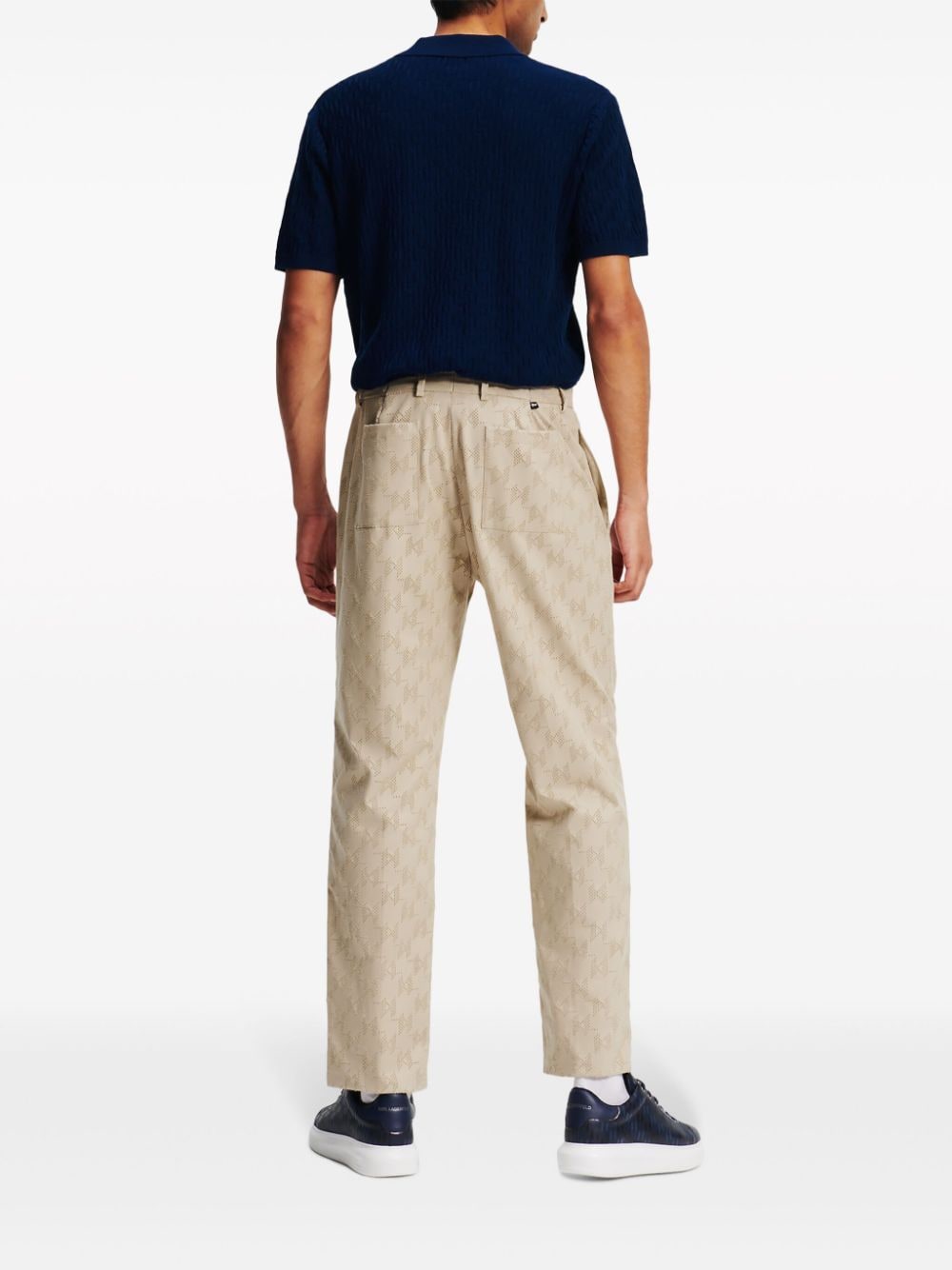 Shop Karl Lagerfeld Monogram-pattern Tailored Trousers In Neutrals
