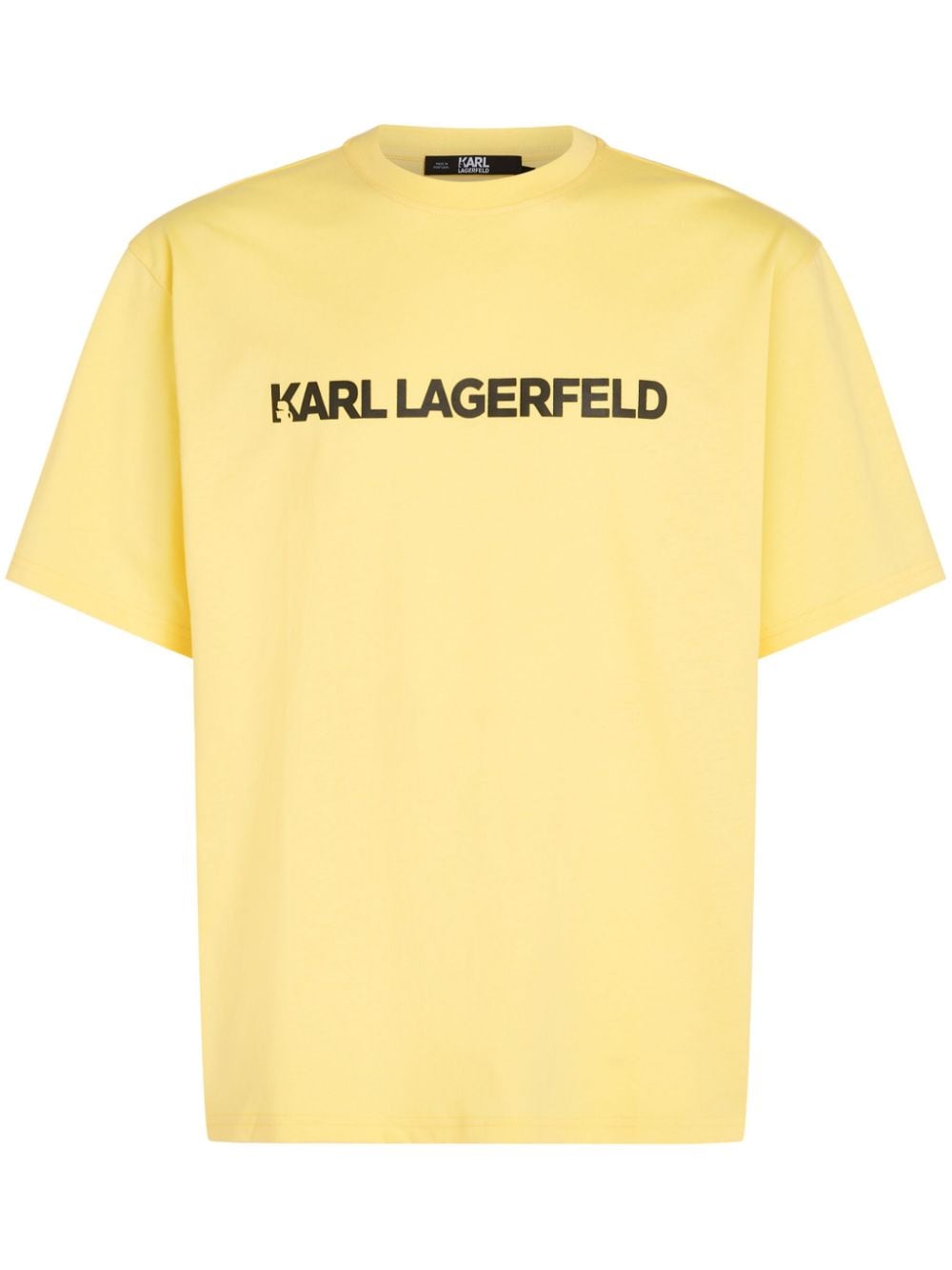 Karl Lagerfeld Elongated Logo Organic Cotton T-shirt In Yellow