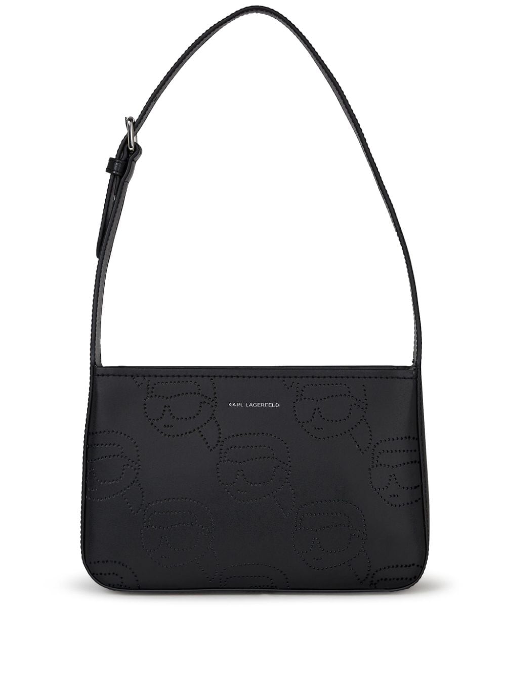 Karl Lagerfeld Ikonik Perforated Leather Shoulder Bag In Black