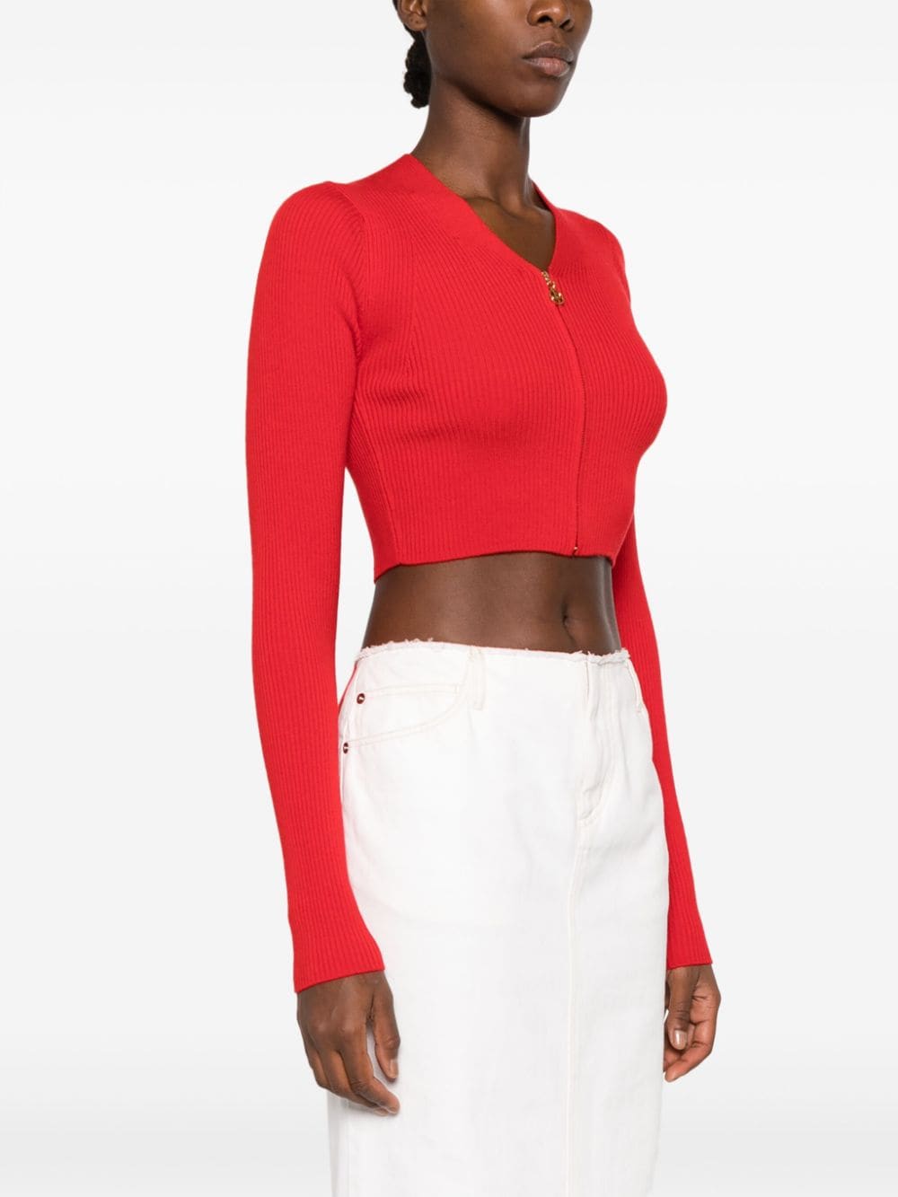 Shop Patou Zip-fastening Cropped Cardigan In Rot