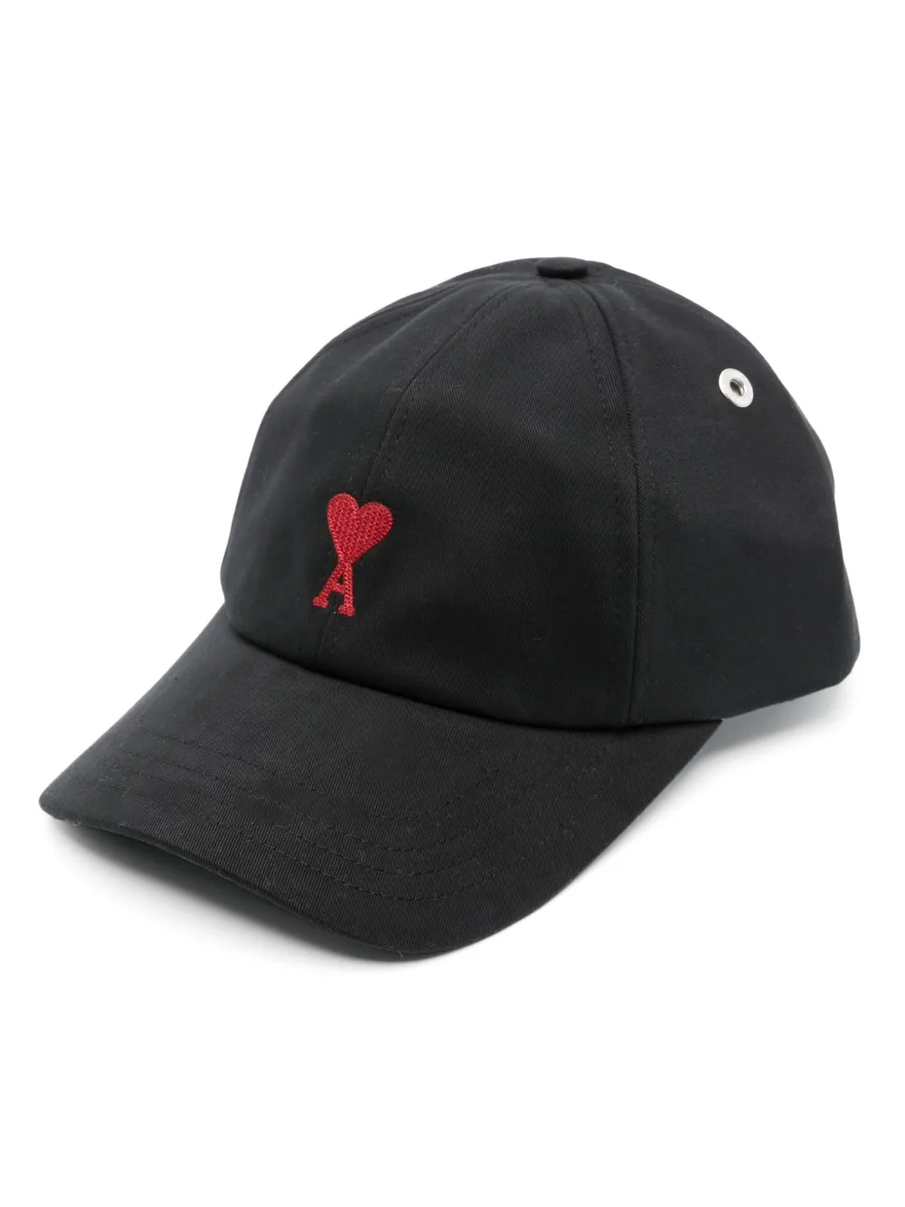 AMI Paris Ami de Coeur-embroidered cotton cap Zwart