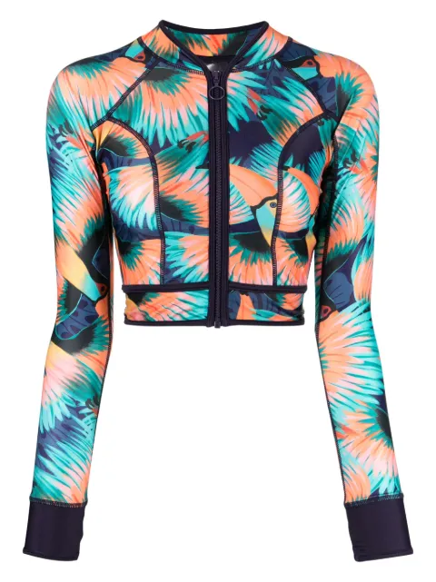 Duskii toucan-print cropped rash guard