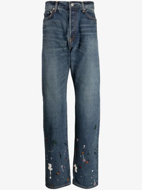Undercover bead-embellished straight-leg jeans