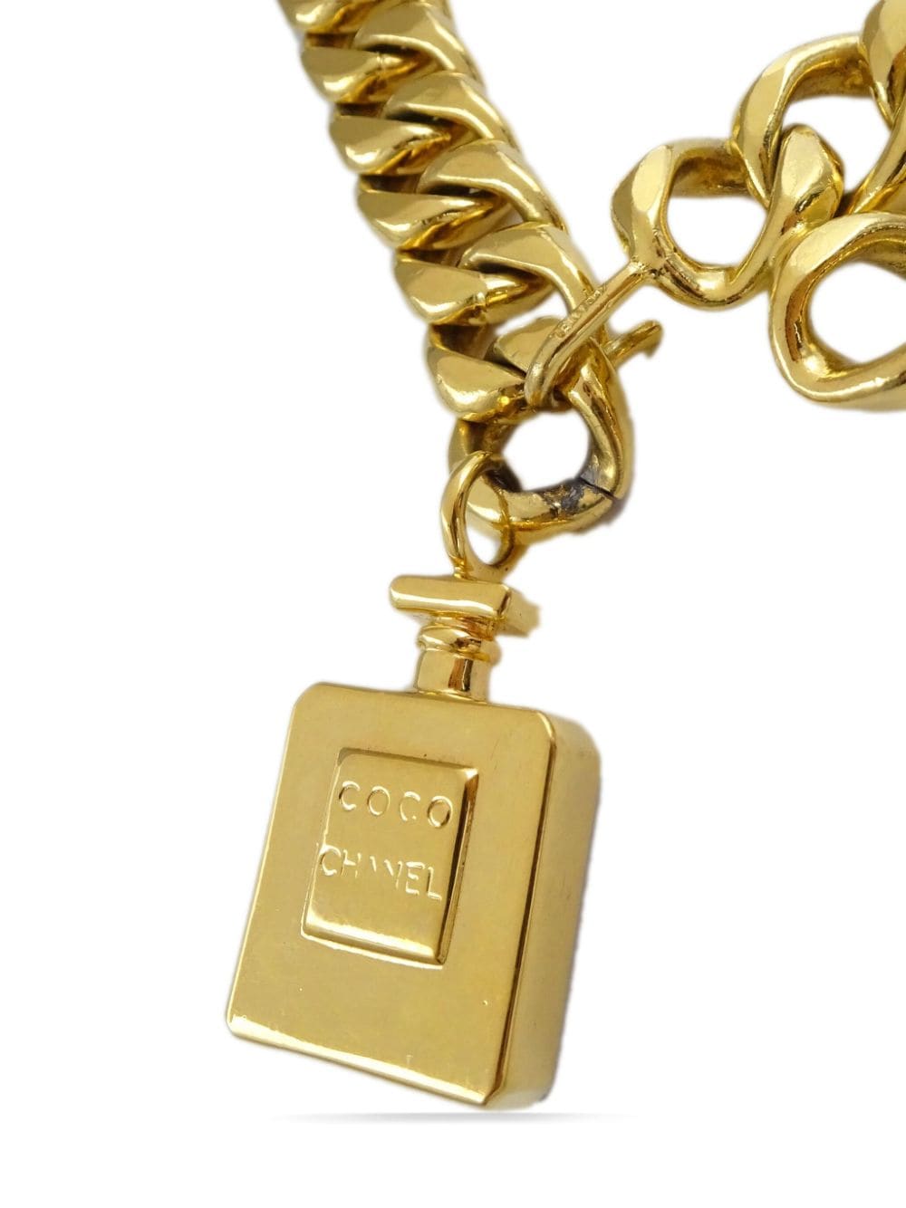 Chanel Pre-owned 1990-2000s perfume-pendant Chain-Link Belt - Gold