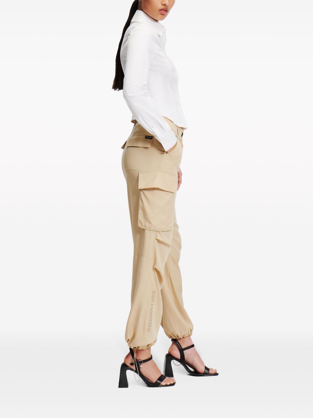 Shop Karl Lagerfeld Straight-leg Cargo Trousers In Neutrals