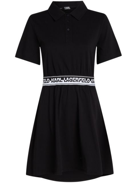 Karl Lagerfeld logo-waistband polo minidress