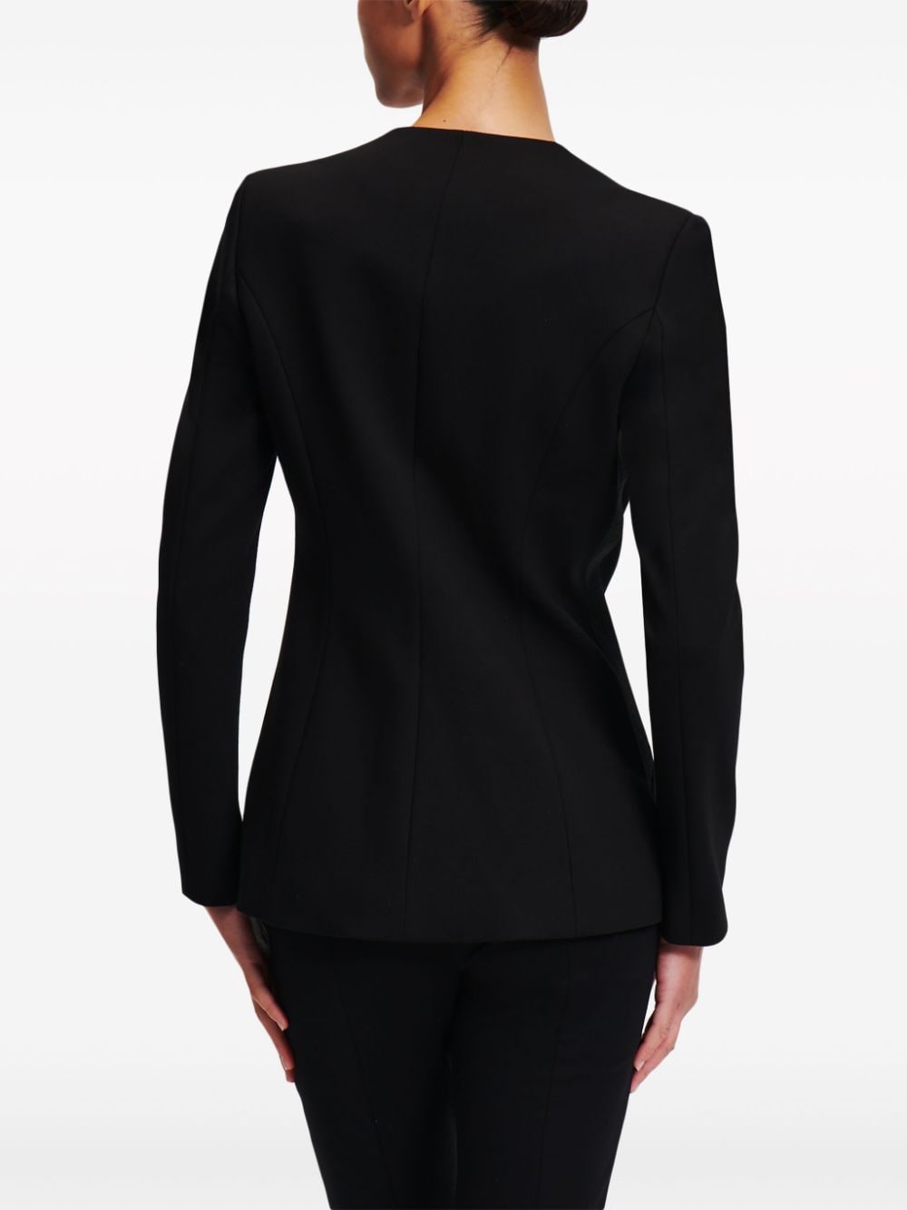 Shop Karl Lagerfeld Collarless Single-breasted Blazer In Black