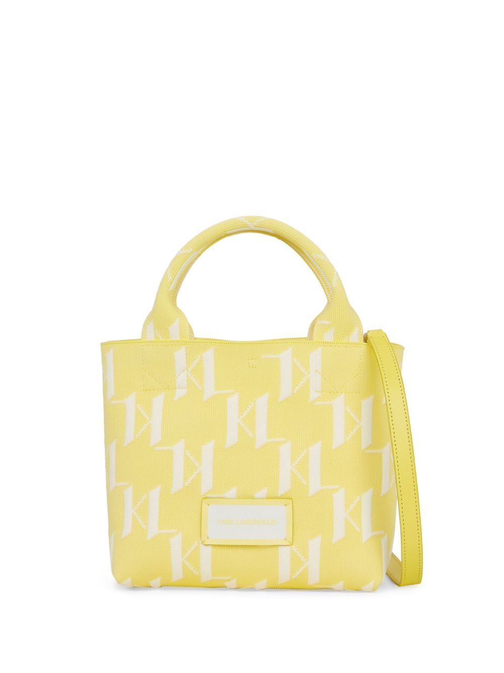 Karl Lagerfeld Small K/monogram Knitted Tote Bag In Yellow