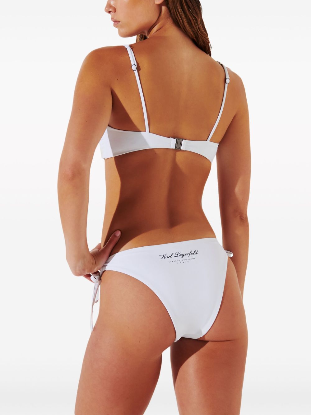 Shop Karl Lagerfeld Hotel Karl String Bikini Bottoms In White