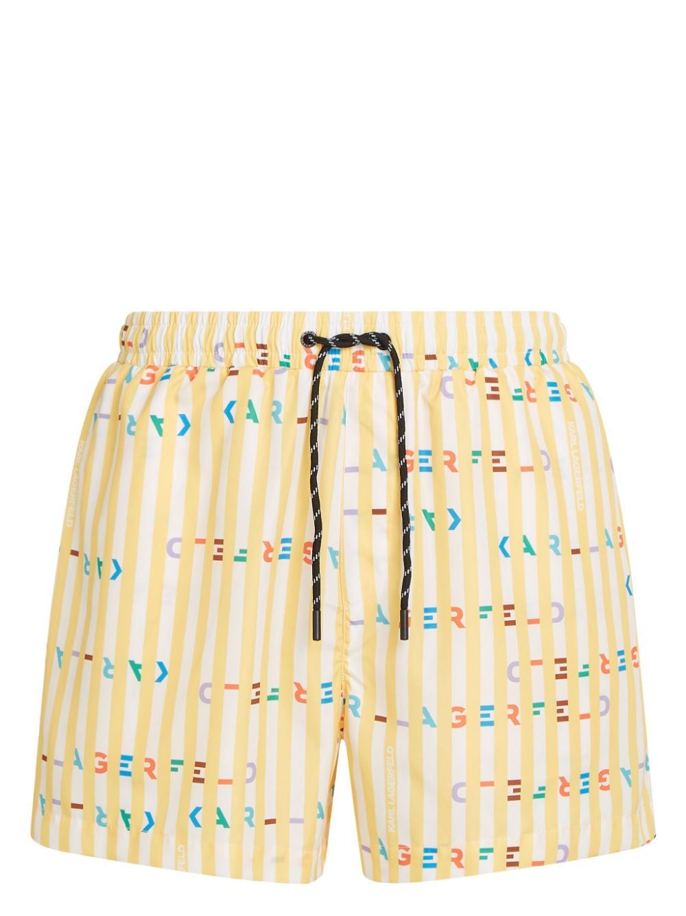 Karl Lagerfeld Logo-print Striped Swim Shorts In Yellow